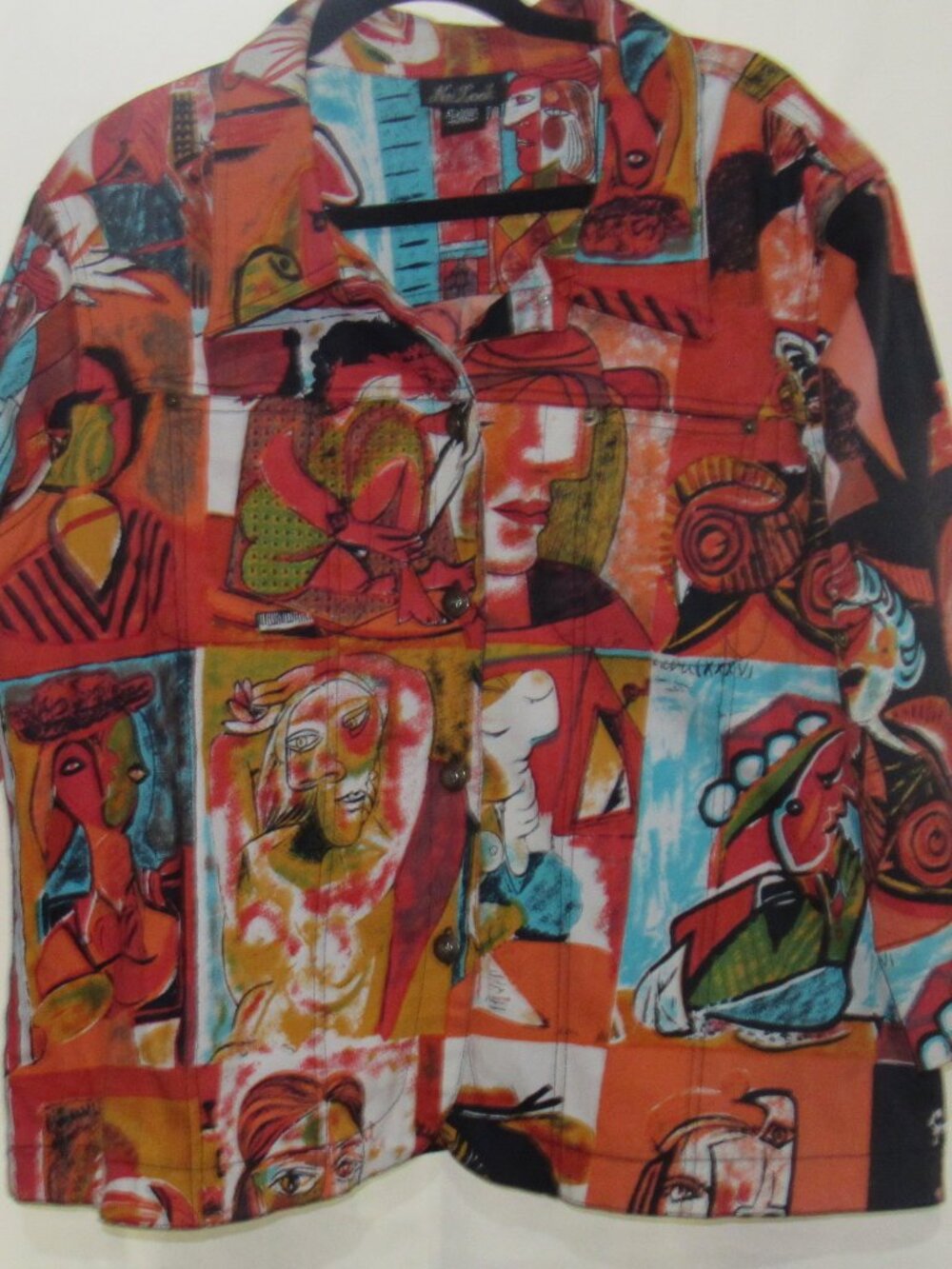 Vintage 90's Nu-Look Bold Cubist Wearable Art Picasso Muses Jacket, Size XL X242
